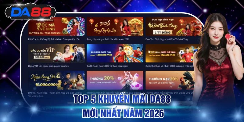 Top 5 khuyến mãi DA88 mới nhất năm 2026